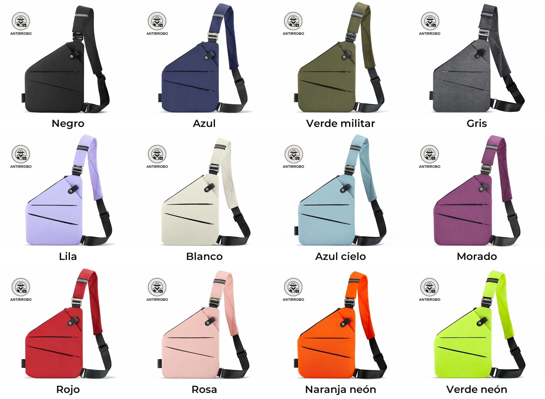 Los 12 colores del bolso antirrobo NELVAY