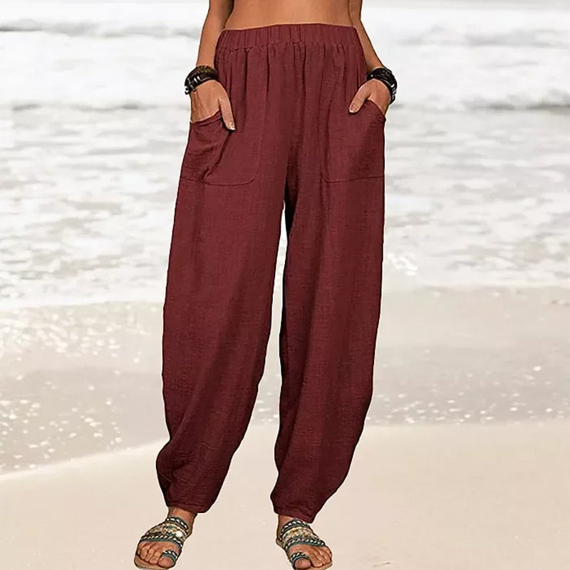 Elise | Women's Cotton Linen Pants - Casual & Relaxed-Fit