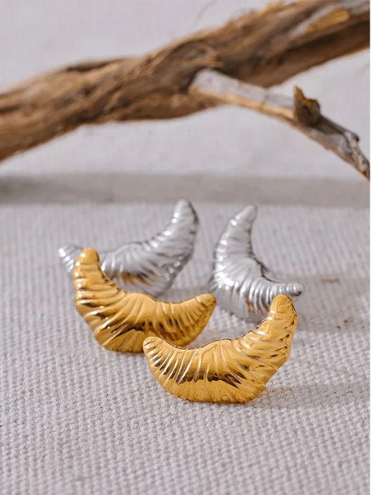 Gold & Silver Croissant Earrings