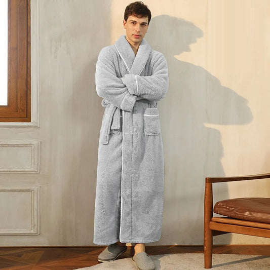 Chandler | Men's Plush Bathrobe with Wrap Collar – Soft, Warm & Ultra-Comfortable