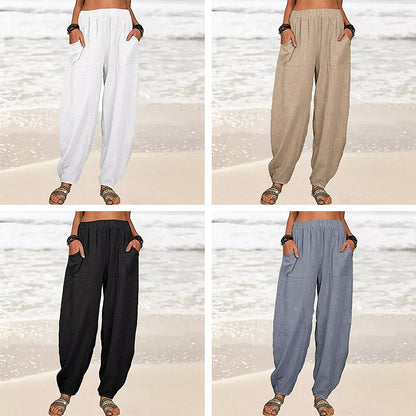 Elise | Women's Cotton Linen Pants - Casual & Relaxed-Fit