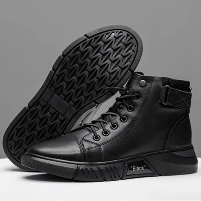 Soren | Men's Black Leather-Style Boots – Formal and Versatile with Optional Plush Lining