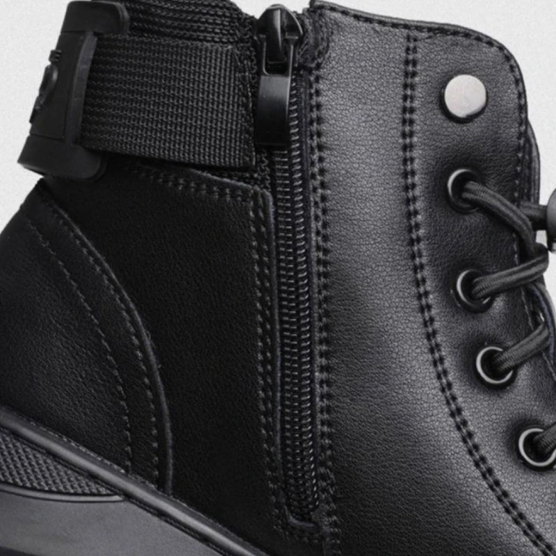 Soren | Men's Black Leather-Style Boots – Formal and Versatile with Optional Plush Lining