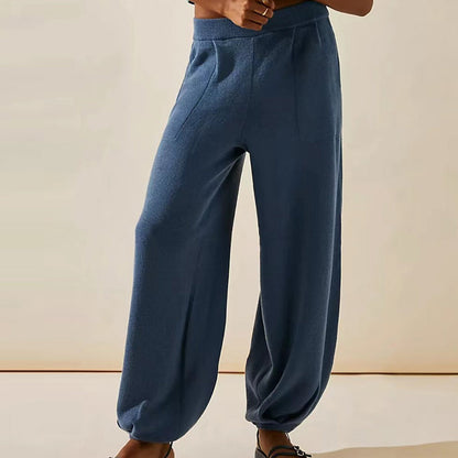 Celeste | Women's Two-Piece Knitted Loungewear Set – Loose Shirt Top and Wide-Leg Cuffed Trousers