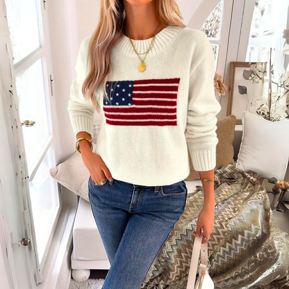 Mariam | Women's Flag Pattern Sweater – Cozy, Bold & Perfect for Casual Wear