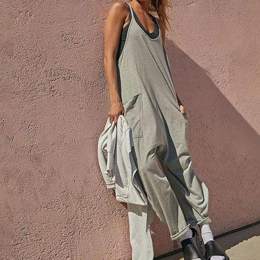 Hannah | Women’s Casual Solid-Color Jumpsuit - Trendy & Casual