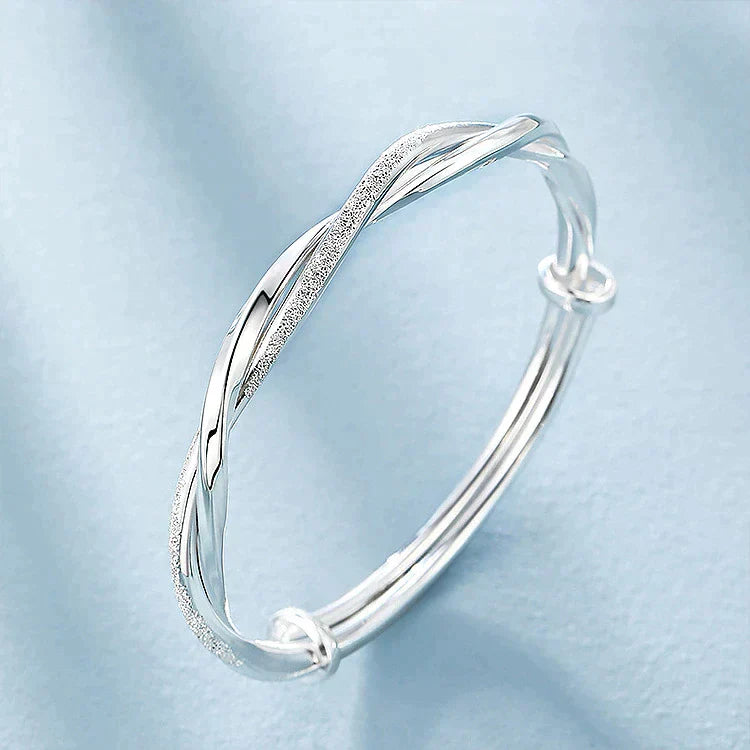 Giselle | Twisted Silver Bangle Bracelet – Elegant, Minimalist & Timeless