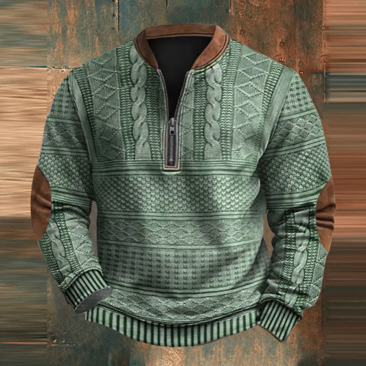 Silas | Men's Classic Printed Sweater - Half-Zip Winter Pullover