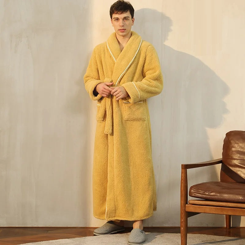 Chandler | Men's Plush Bathrobe with Wrap Collar – Soft, Warm & Ultra-Comfortable