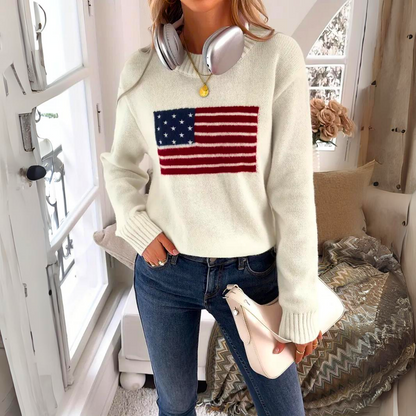 Mariam | Women's Flag Pattern Sweater – Cozy, Bold & Perfect for Casual Wear