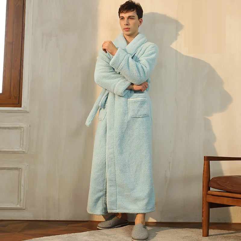 Chandler | Men's Plush Bathrobe with Wrap Collar – Soft, Warm & Ultra-Comfortable