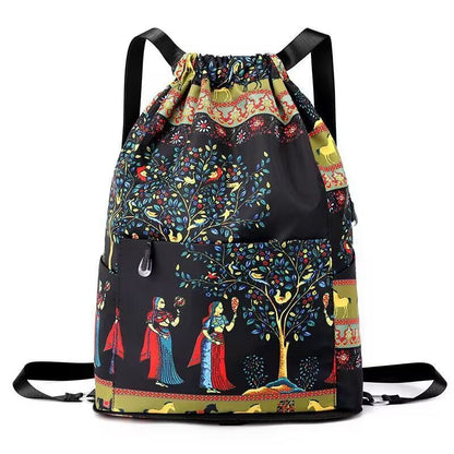 Emilia | Foldable Drawstring Backpack - Large Capacity & Unique Printed Design