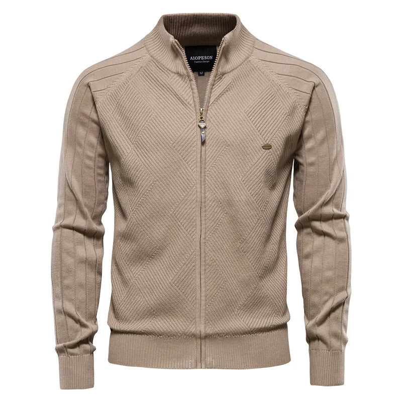 Dustin | Men's Full-Zip High-Neck Knit Cardigan – Soft, Durable & Timeless