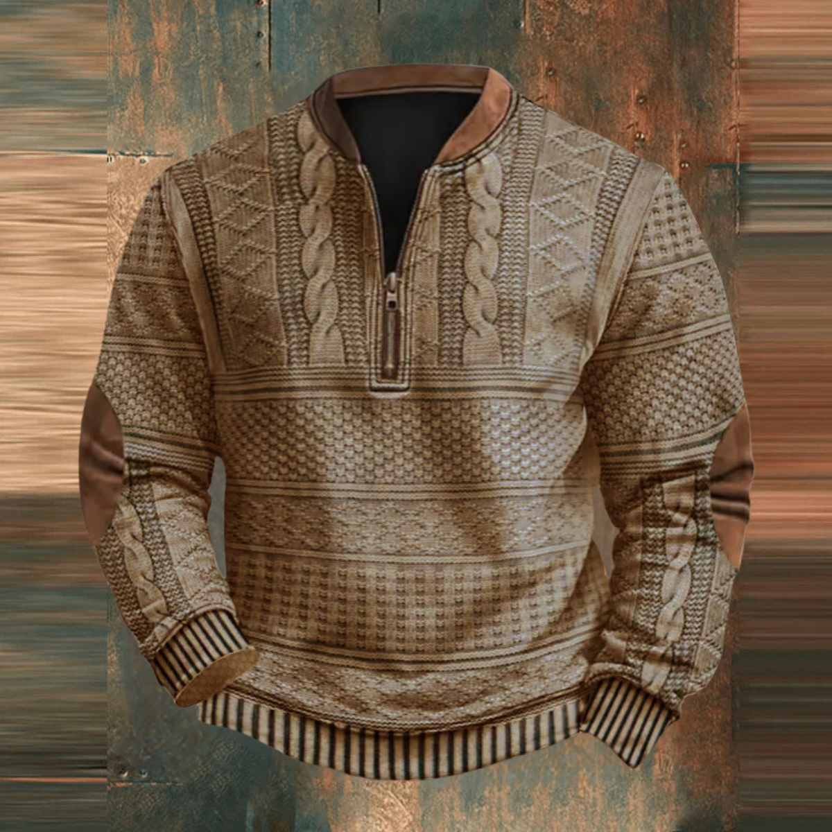 Silas | Men's Classic Printed Sweater - Half-Zip Winter Pullover