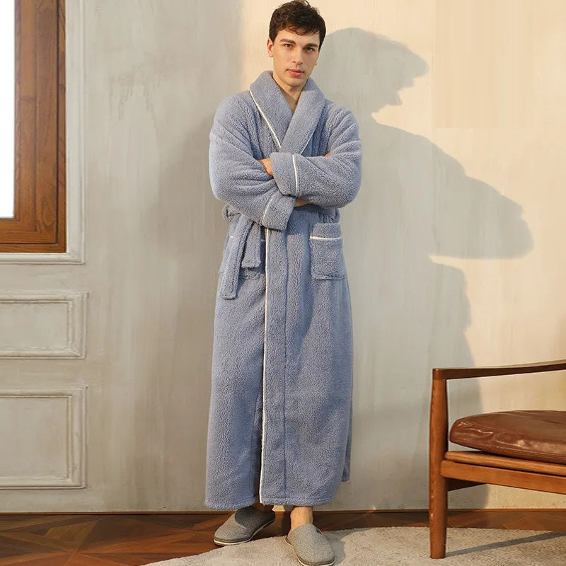 Chandler | Men's Plush Bathrobe with Wrap Collar – Soft, Warm & Ultra-Comfortable