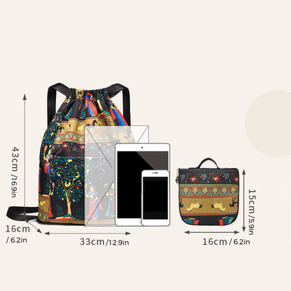 Emilia | Foldable Drawstring Backpack - Large Capacity & Unique Printed Design