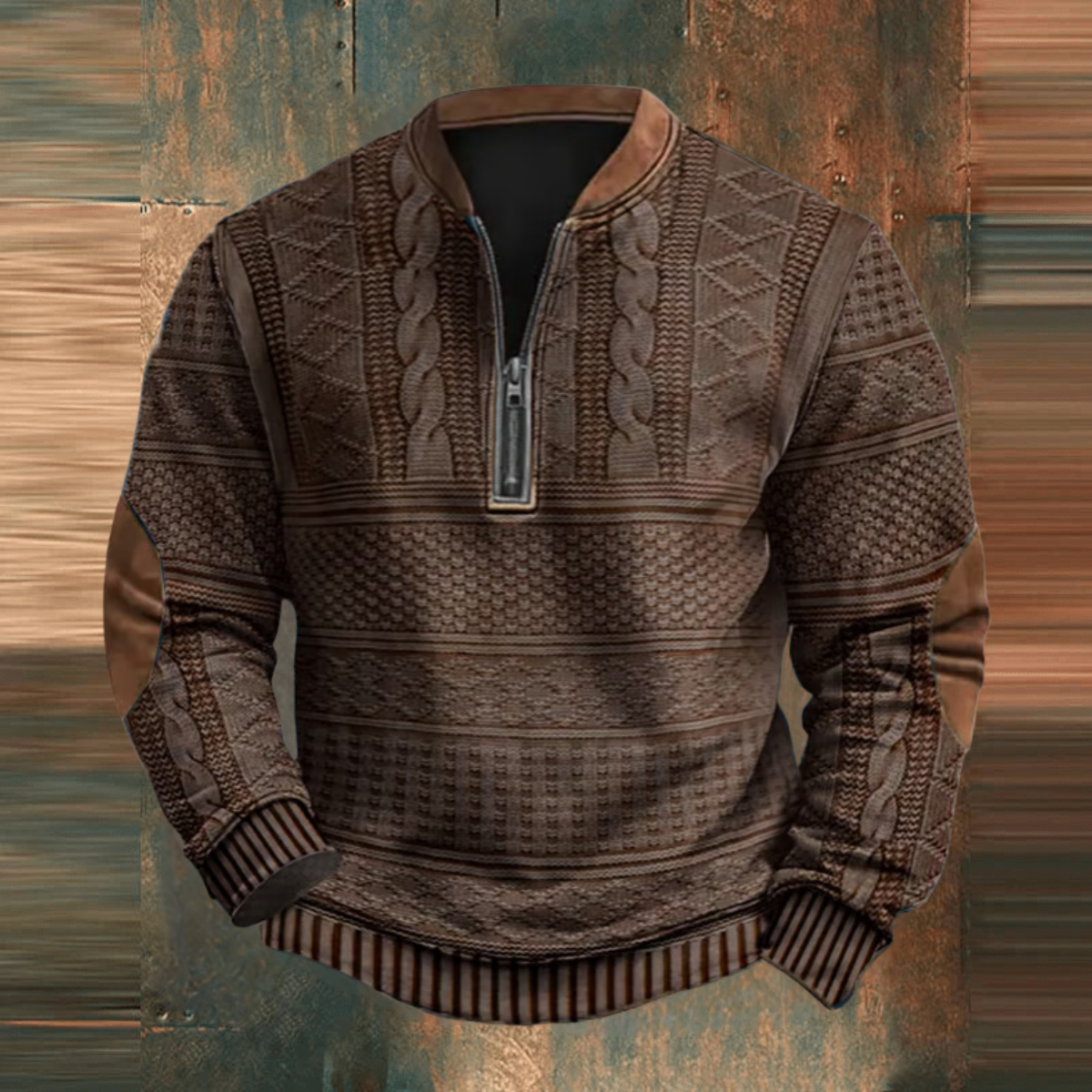 Silas | Men's Classic Printed Sweater - Half-Zip Winter Pullover