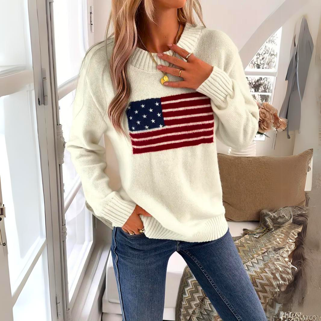 Mariam | Women's Flag Pattern Sweater – Cozy, Bold & Perfect for Casual Wear