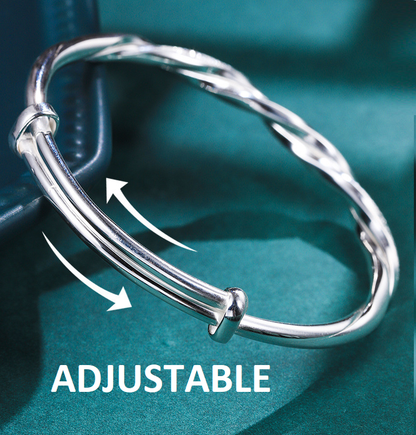 Giselle | Twisted Silver Bangle Bracelet – Elegant, Minimalist & Timeless