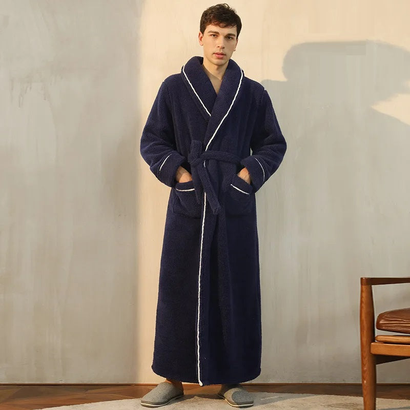 Chandler | Men's Plush Bathrobe with Wrap Collar – Soft, Warm & Ultra-Comfortable