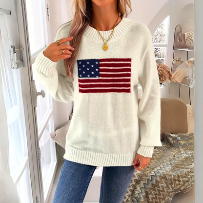 Mariam | Women's Flag Pattern Sweater – Cozy, Bold & Perfect for Casual Wear