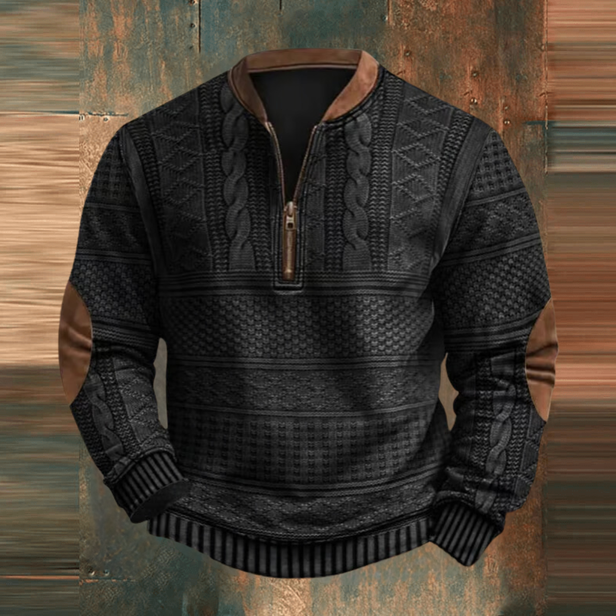 Silas | Men's Classic Printed Sweater - Half-Zip Winter Pullover