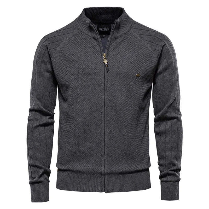 Dustin | Men's Full-Zip High-Neck Knit Cardigan – Soft, Durable & Timeless