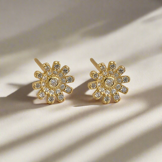 Emily | Golden Daisy Flower Earrings -Elegant & Stylish Jewelry