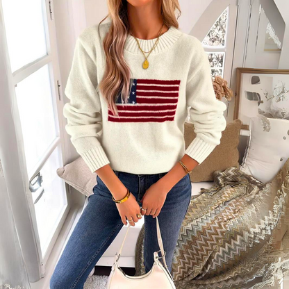 Mariam | Women's Flag Pattern Sweater – Cozy, Bold & Perfect for Casual Wear