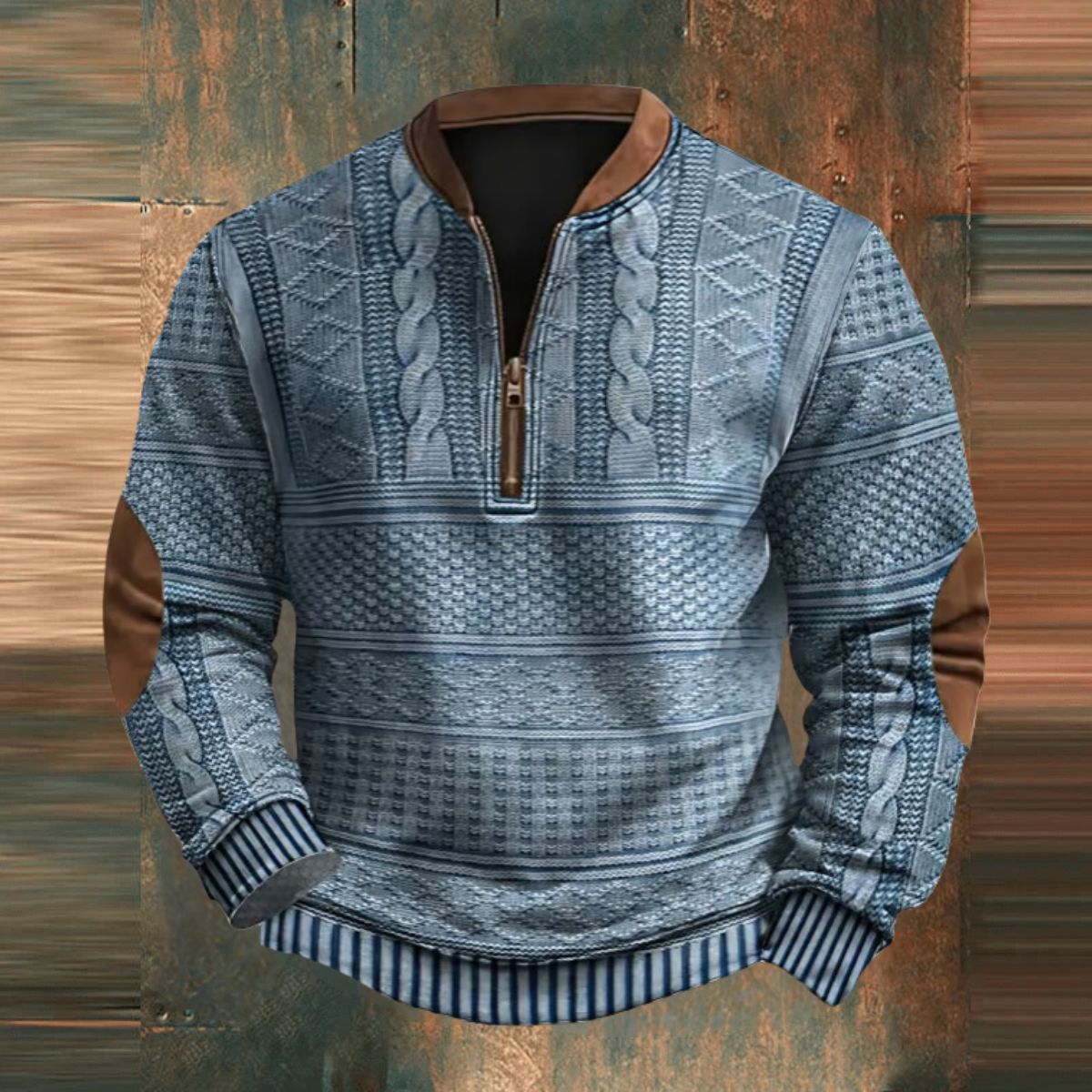 Silas | Men's Classic Printed Sweater - Half-Zip Winter Pullover