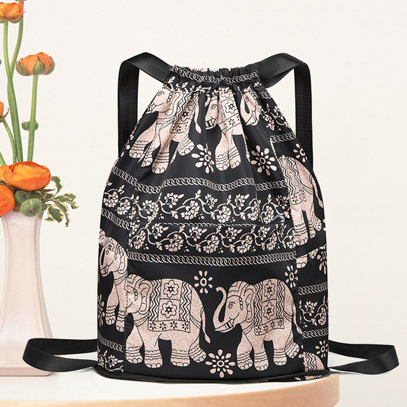 Emilia | Foldable Drawstring Backpack - Large Capacity & Unique Printed Design