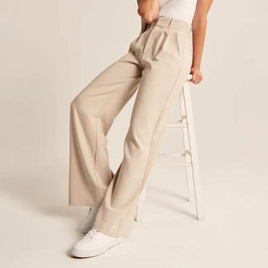 Lucia | Women's High-Waisted Pants- Stylish Wide-Leg Tailored Trouser