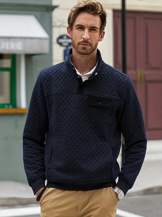 Alexis Buttoned Stand-Collar Pullover - Versatile and Comfortable