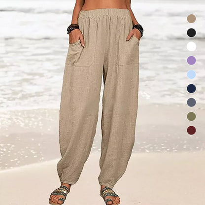 Elise | Women's Cotton Linen Pants - Casual & Relaxed-Fit