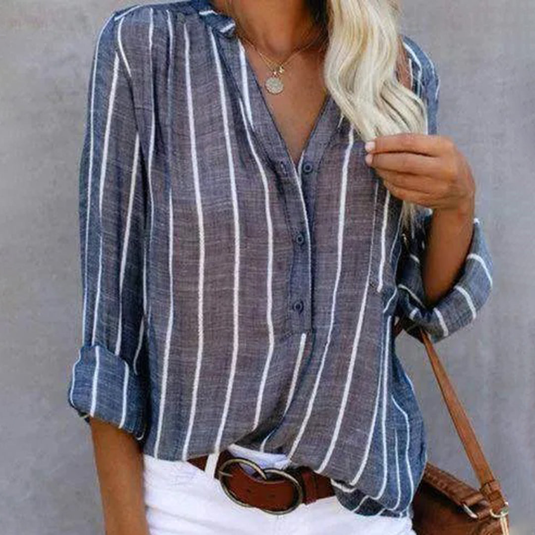 Sierra | Women's Long-Sleeve Striped Blouse – Classic, Breathable & Stylish