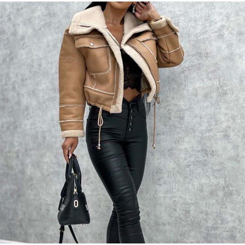 Marian | Women's Cropped Leather Winter Jacket – Sleek & Warm Winter Essential