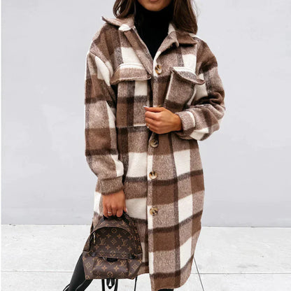 Melanie | Women's Long Plaid Winter Jacket – Cozy & Stylish Cold-Weather Essential