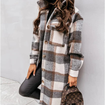 Melanie | Women's Long Plaid Winter Jacket – Cozy & Stylish Cold-Weather Essential