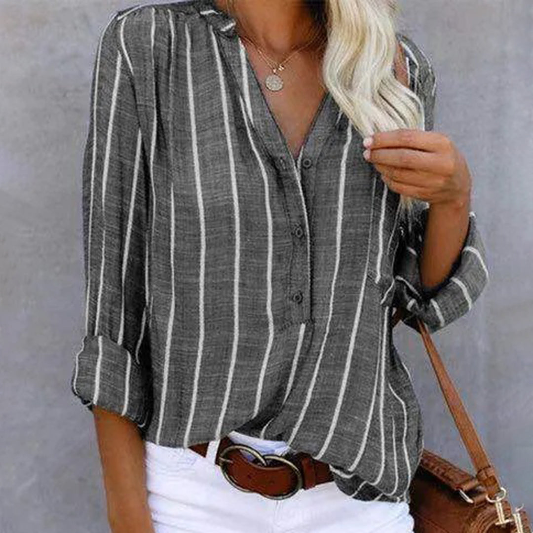 Sierra | Women's Long-Sleeve Striped Blouse – Classic, Breathable & Stylish