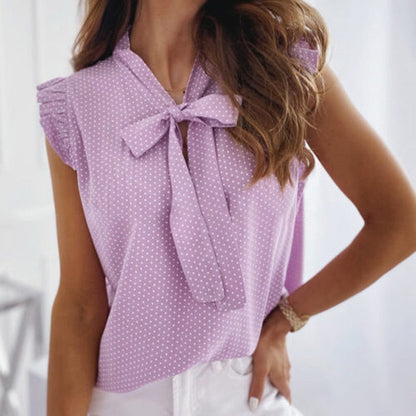 Brittany | Women's Ruffle Sleeve Blouse with Bow Tie – Chic & Sophisticated Look