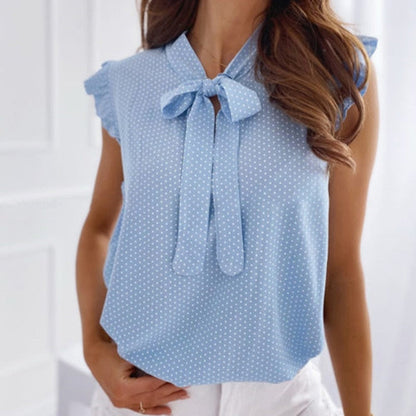 Brittany | Women's Ruffle Sleeve Blouse with Bow Tie – Chic & Sophisticated Look