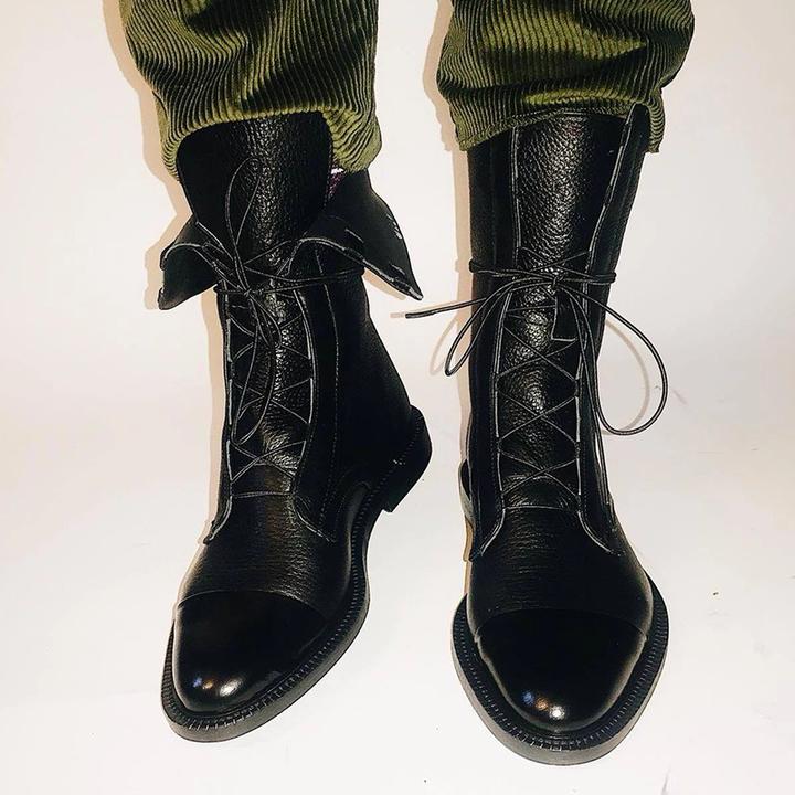 Harper | Classic Mid-Calf Leather Lace-Up Boots