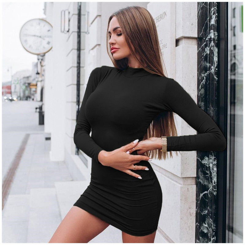 Elle | Women's Bodycon Long Sleeve Mini Dress – Trendy, Comfortable & Ultra-Stylish