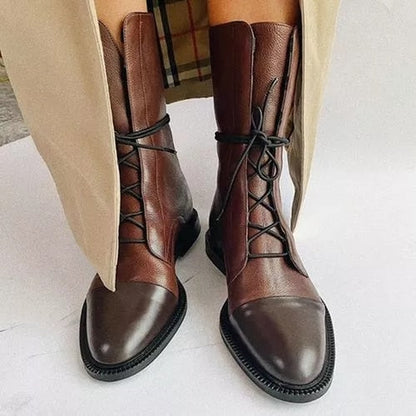 Harper | Classic Mid-Calf Leather Lace-Up Boots