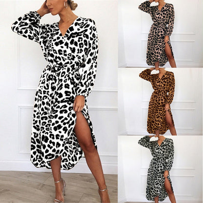 Helen | Women's Leopard Print Long Sleeve Dress – Bold, Chic & Flattering Fit