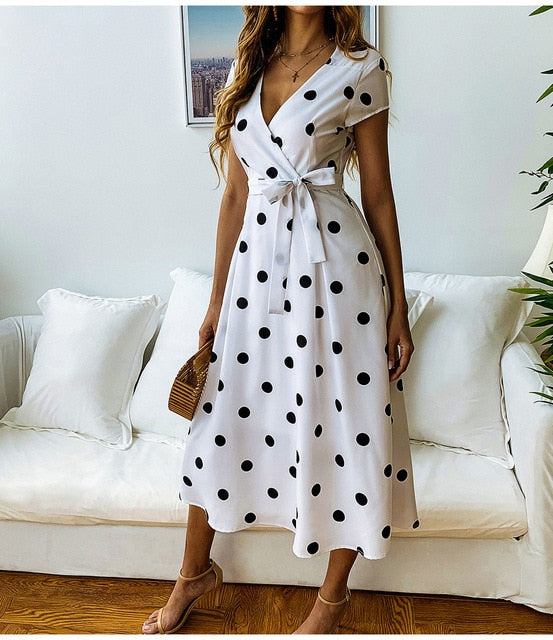 Paula | Women's Vintage Polka Dot Midi Dress – Sophisticated, Flowy & Figure-Flattering