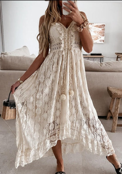 Karina | Women's Bohemian Lace Maxi Dress – Relaxed, Feminine & Naturally Elegant