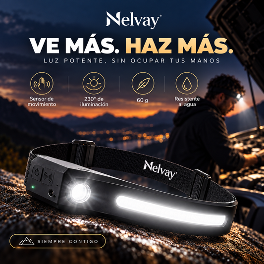 Linterna Frontal LED Recargable con Sensor de Movimiento