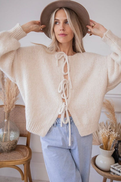 Hazel | Women's Bow Cardigan -Chic and Feminine Knitted Layer