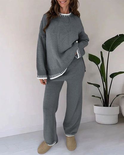 Esme | Women's Comfy Set - Stylish Knit Sweater & Wide-Leg Pants for Everyday Comfort